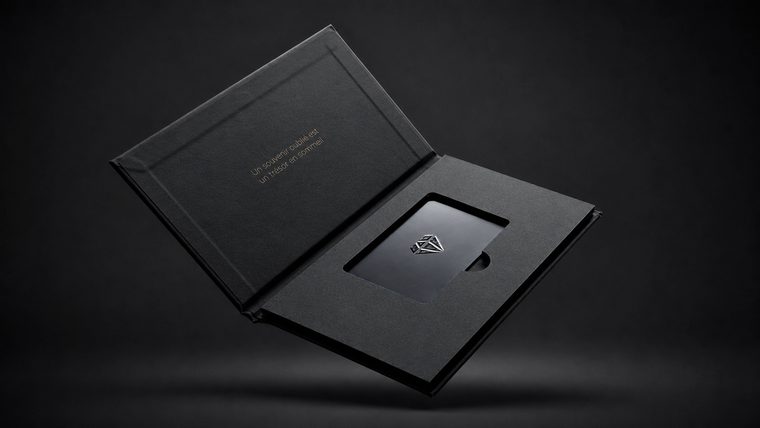 L'écrin ouvert révélant la carte NFC keepOne